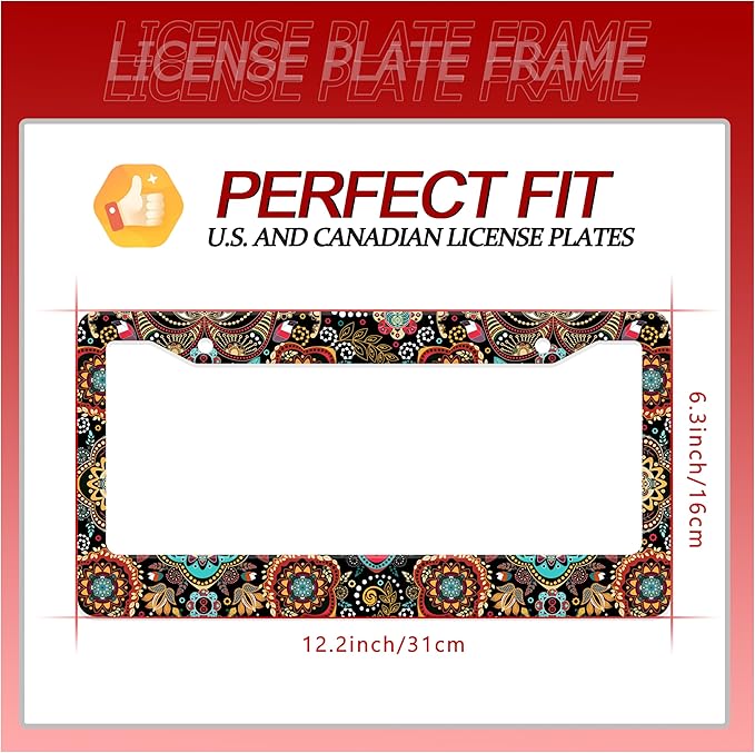 Personalized License Plate Frame Stainless Steel Floral Print Funny Boho Flower - Image 2