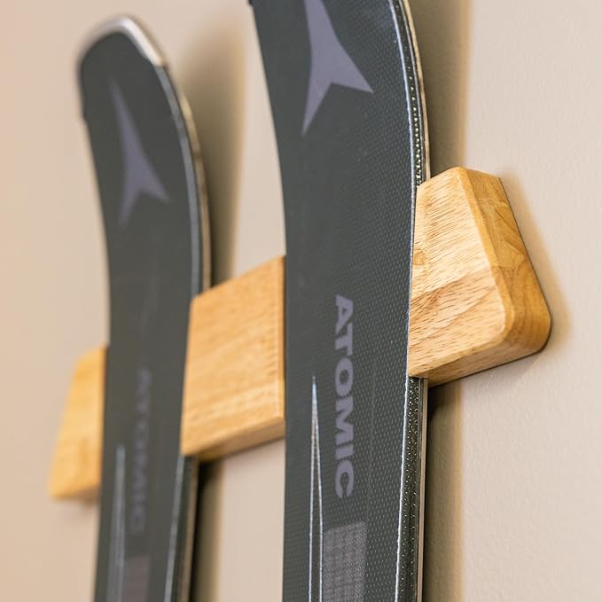 StoreYourBoard Minimalist Wood Ski Rack – Vertical Ski Storage Holder by StoreYourBoard