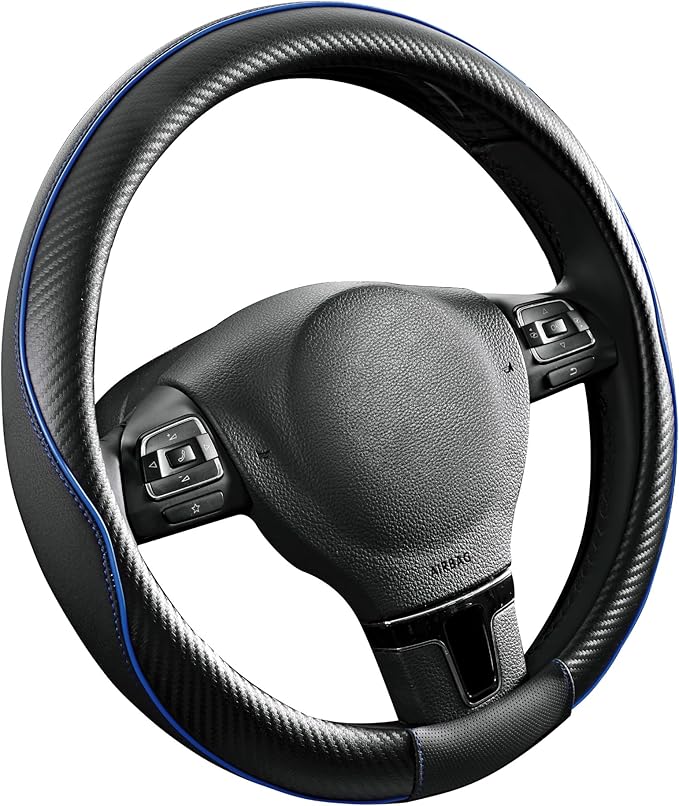 PIC AUTO Steering Wheel Cover, Sports Carbon Fiber and Super Breathable Leather - Image 2