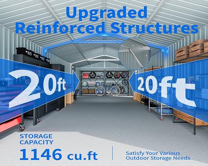 10x20 Metal Shed, Metal Garage Building - Image 3