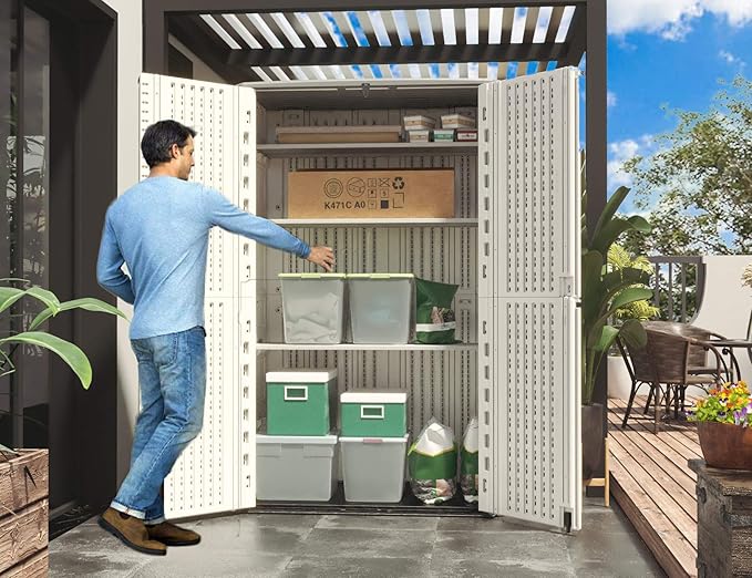ADDOK Outdoor Storage Cabinet Waterproof, Outdoor Storage Sheds - Image 7