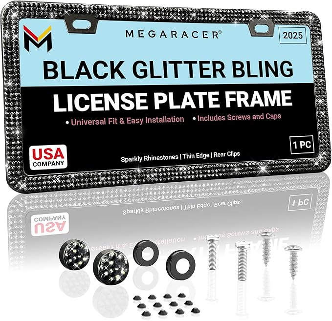 Elegant Bling License Plate Frame by MegaRacer
