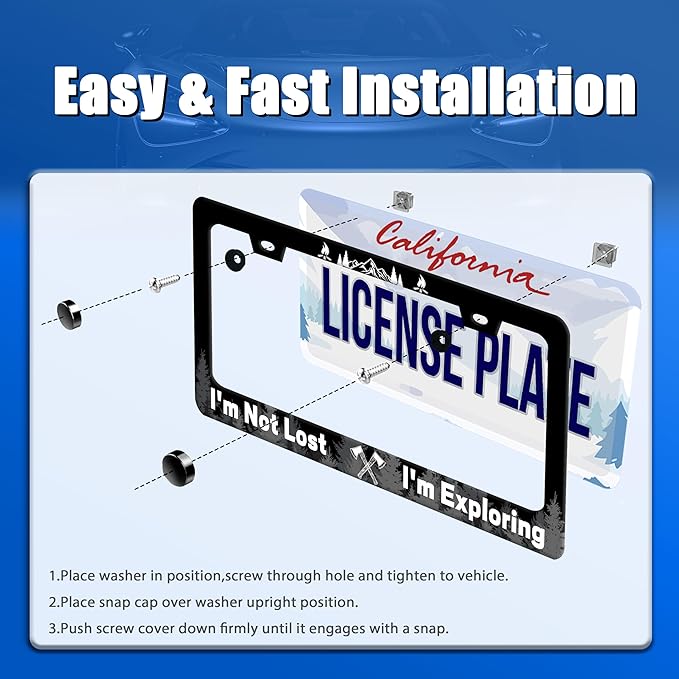 Funny License Plate Frame I'm Not Lost I'm Exploring License Plate Stainless - Image 3