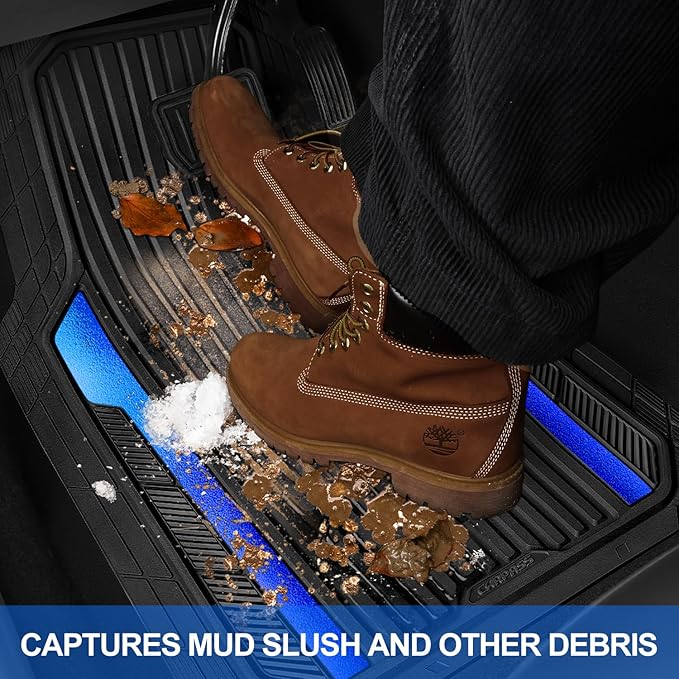 CAR PASS Heavy Duty Rubber Car Mats Metallic, Aluminum Film All Weather Floor - Image 7