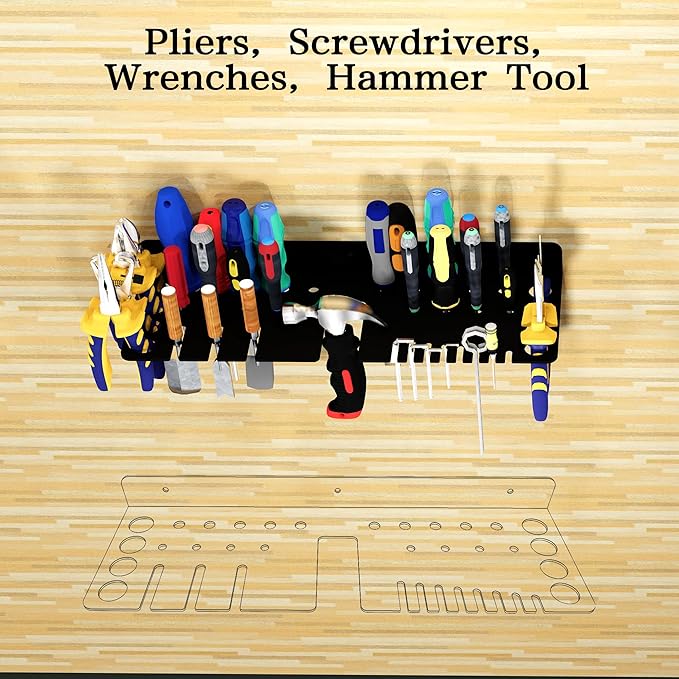 Screwdriver Organizer, Pliers Rack, Hammer Holder, Heavy Duty Wall Mounted Tool - Image 3