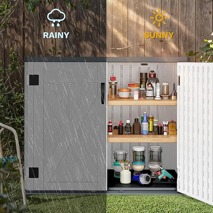 DWVO Outdoor Storage Shed, Weatherproof Resin, 35 Cu Ft Capacity, Horizontal - Image 3