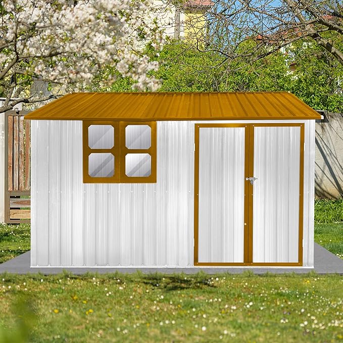 10 x 8 FT Outdoor Storage Shed, Metal Garden Tool Shed - Image 8