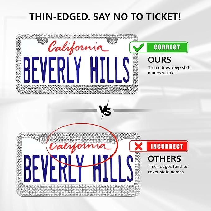 2 Pack Silver Bling License Plate Frames - Image 6