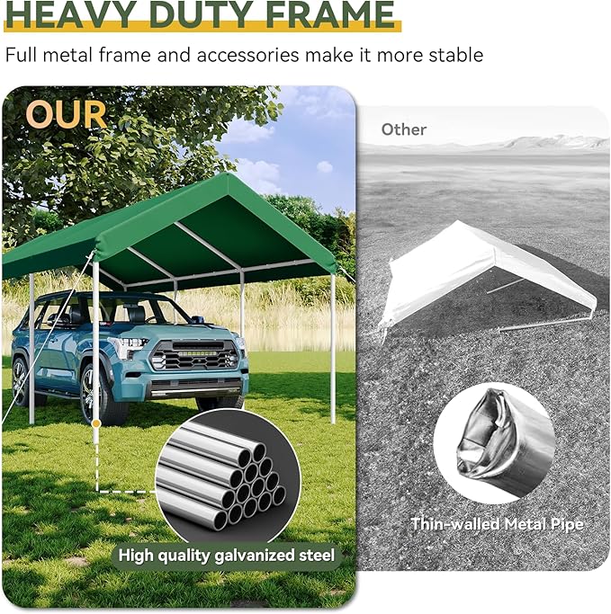 Aoxun 10x20 ft Heavy Duty Carport - Image 4