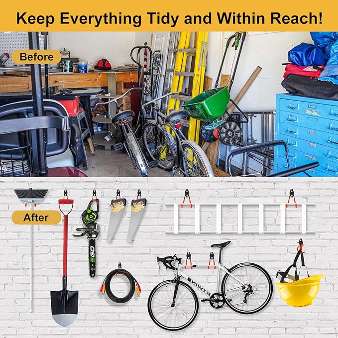 Steel Garage Hooks Wall Tool Organizer, 14 Pack Garage Storage Hook Heavy Duty - Image 6