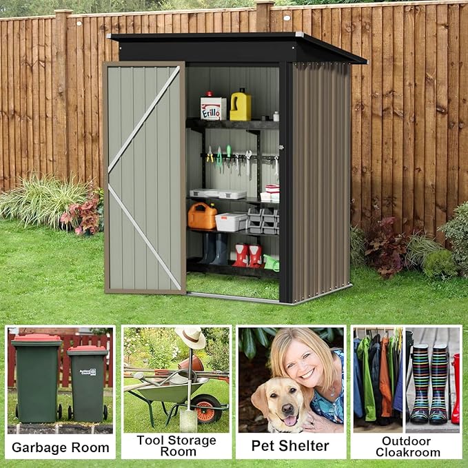 JUMMICO Metal Outdoor Storage Shed 5 x 3 FT Metal Shed - Image 7