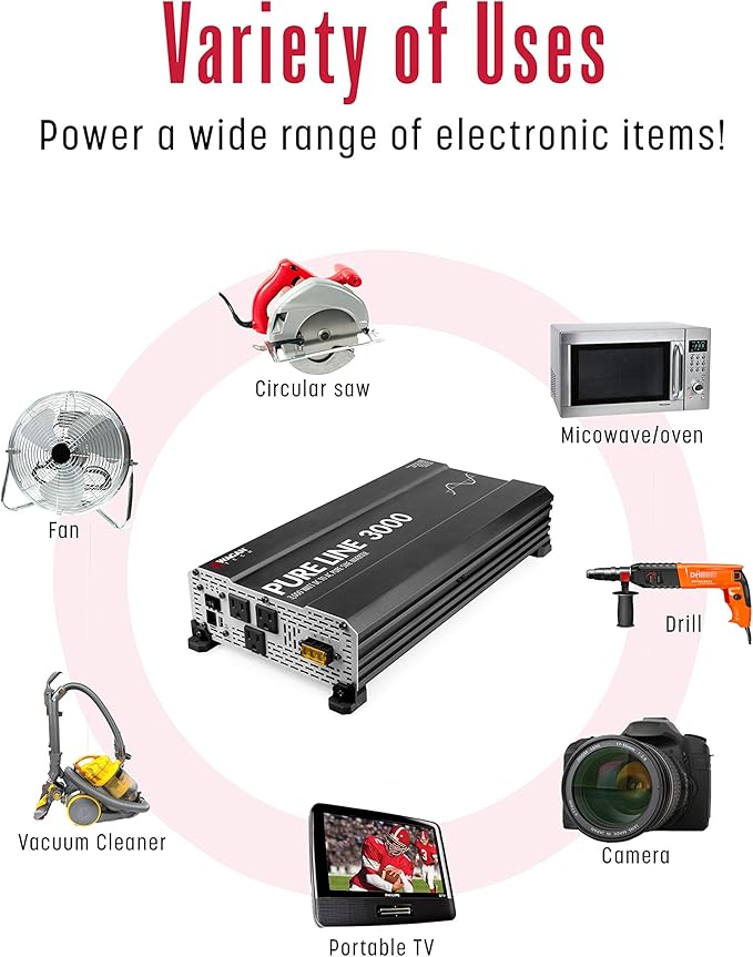 Wagan EL3810 Pure Line 3000 watt Power Inverter 6000 Watt Peak Surge Power DC - Image 7