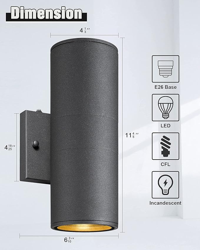 Ken & Ricky Outdoor Wall Light, Dusk to Dawn Sensor Exterior Light Fixture - Image 4