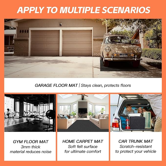 6.6'x 8.5' Garage Floor Mat & Oil Spill Mat, Heavy Duty Under Car Mat - Image 6