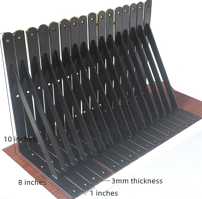 MHMYDZ 32 Pack L10 x H 8" Black Heavy Duty Shelf Brackets - Image 2