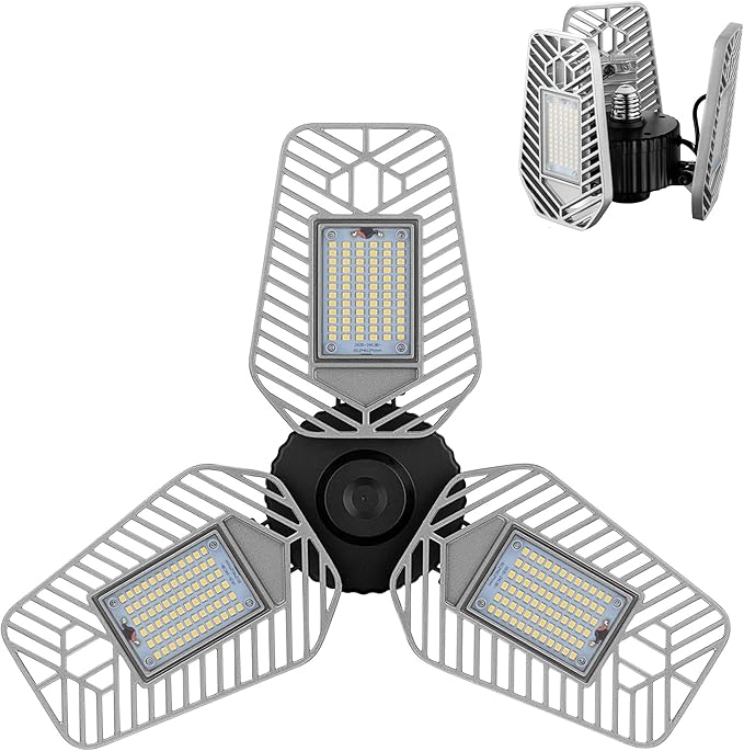 LED Garage Lights, Deformable LED Garage Ceiling Lights 9000 Lumens, 82W CRI 80 by LZHOME