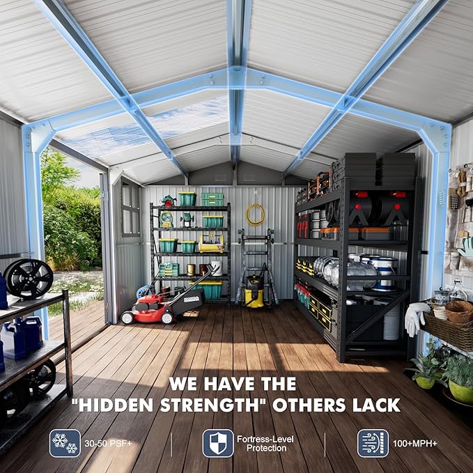 12x10 FT Metal Shed Heavy-Duty, Outdoor Storage Garden Sheds - Image 3