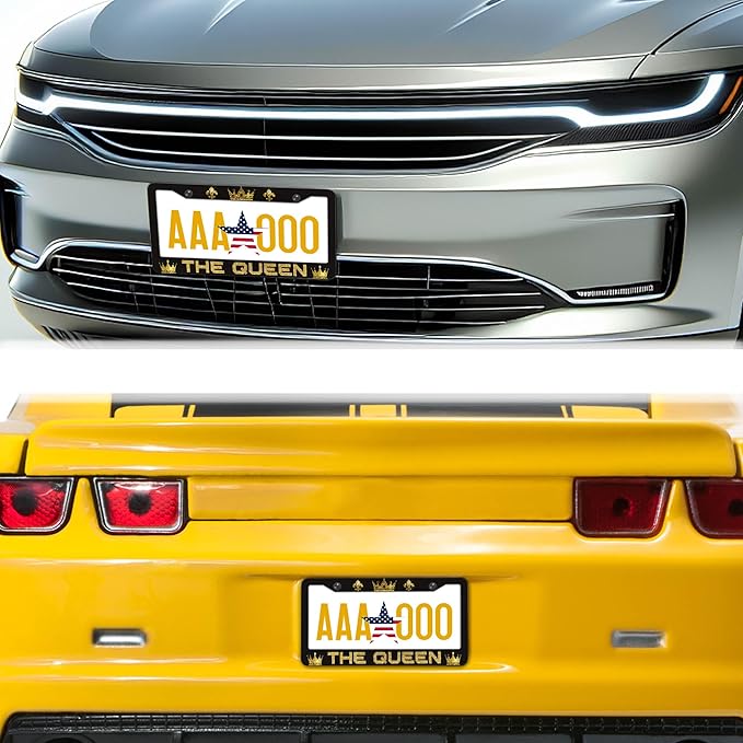 License Plate Frames Black Yellow Automotive Exterior Accessories The Queen - Image 8