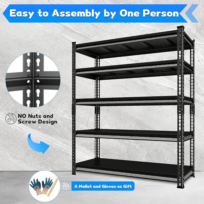 48" W Garage Shelving Heavy Duty, 3000LBS Loads Adjustable Garage Storage - Image 5