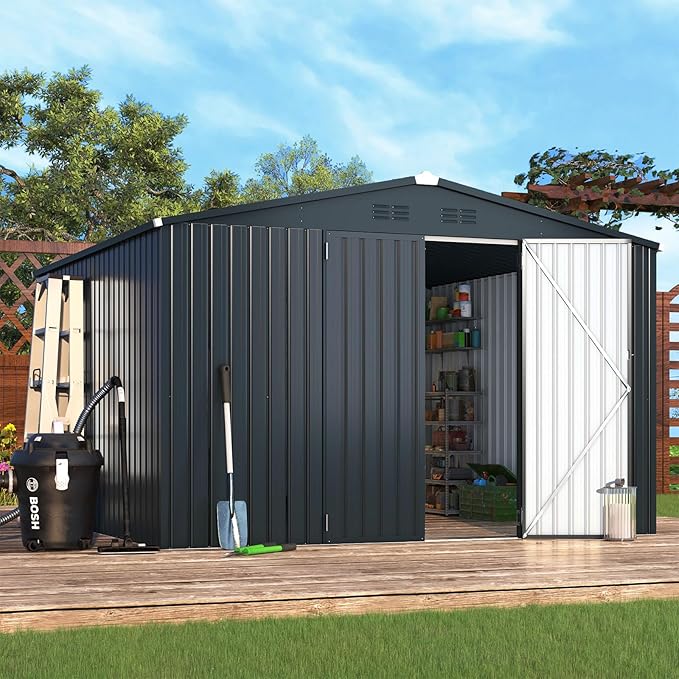 AECOJOY Shed 10'x10' Storage Shed, Large Metal Storage Sheds & Outdoor Clearance - Image 2