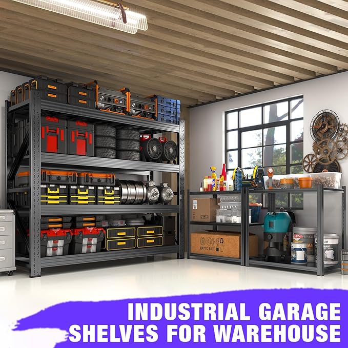 Metal Garage Shelving Unit, Heavy Duty 4-Tier Adjustable Storage Rack, 6000 LBS - Image 7