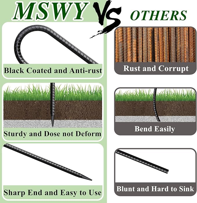 16 Inch Rebar Stakes J Hook 26 Pack Ground Stakes Heavy Duty Tent Stakes - Image 3