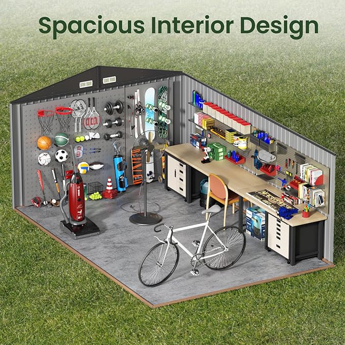 GVDV 10x14 FT Outdoor Metal Storage Shed, Durable Garden Shed - Image 3