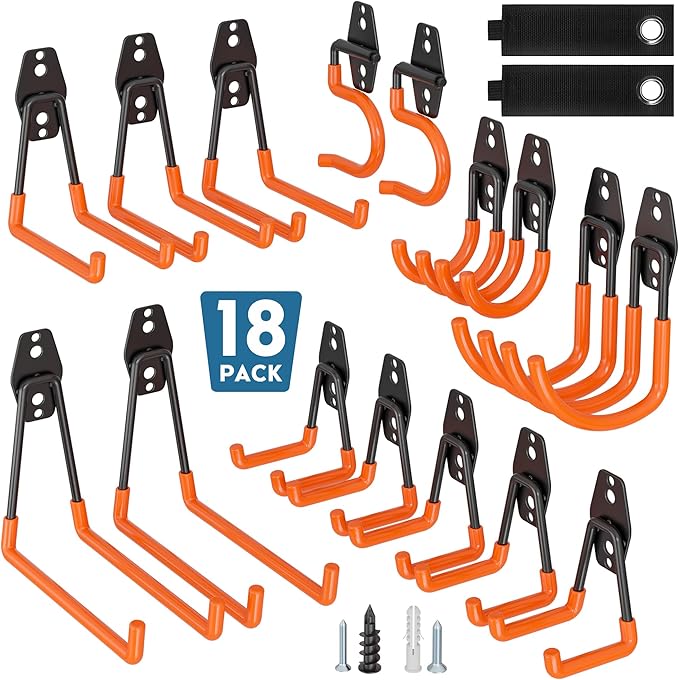 BONTEC Heavy Duty Garage Hooks, Anti-Slip Coated Black Steel by BONTEC