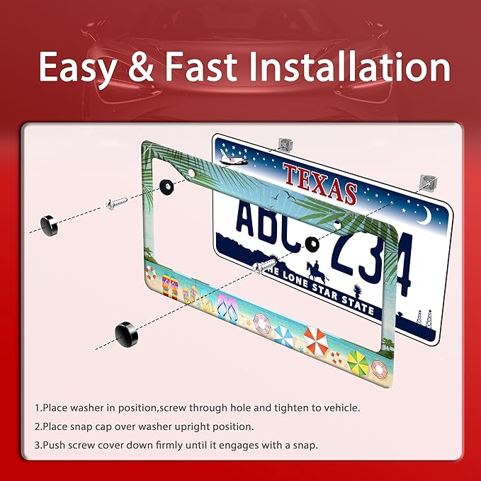 Beach Flip Flops License Plate Frame Funny Seaside License Plate Frames - Image 3
