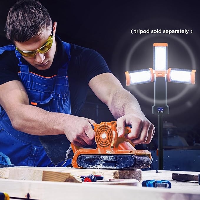 BLACK+DECKER Utility Light, Rechargeable 2000 Lumens LED 3 Panel Work Light - Image 6