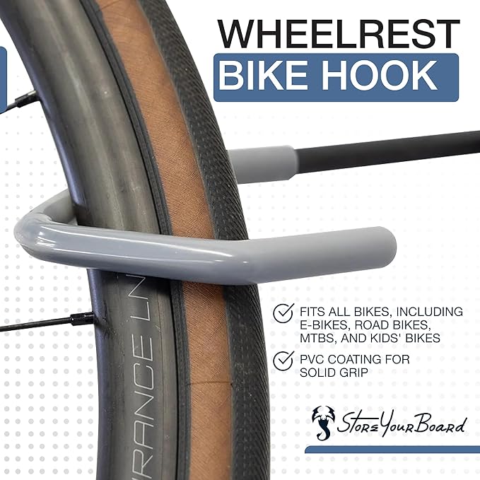 WheelRest Bike Hook, No-Lift Garage Wall Mount, Vertical Bicycle Storage Rack - Image 2