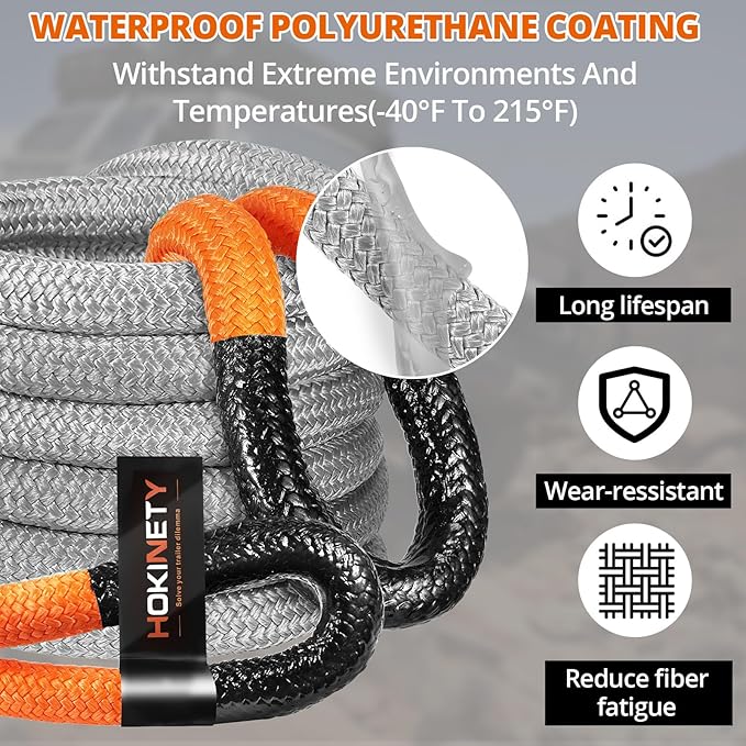 Kinetic Recovery Tow Rope: 1-1/8" x 30ft 48000LBS Snatch Strap - Image 6