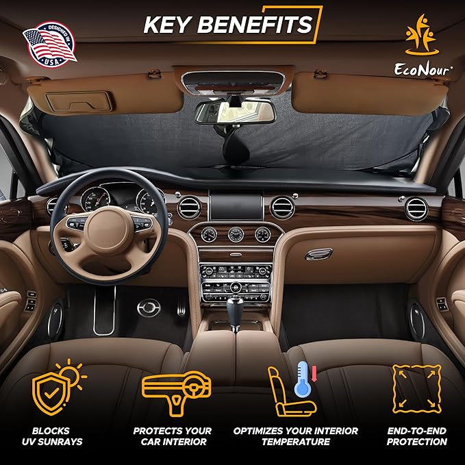 EcoNour Car Windshield Sun Shade, Reflector Sunshade car Window Shades - Image 2