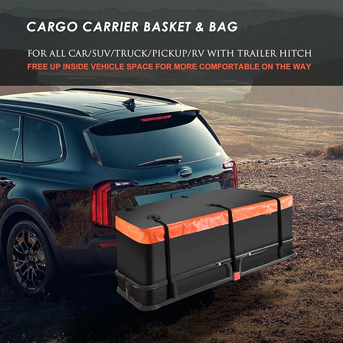 MeeFar Hitch Mount Cargo Carrier Basket 53" x19" x 5"+Waterproof Cargo Bag - Image 8