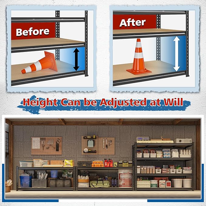 55" W Storage Shelves, 2040LBS Garage Shelving Heavy Duty, 4-Tier Heavy Duty - Image 6