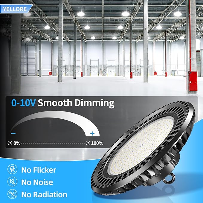 400W LED High Bay Light 56000LM 5000K 120VAC UFO Light IP65 Waterproof Dimmable - Image 4
