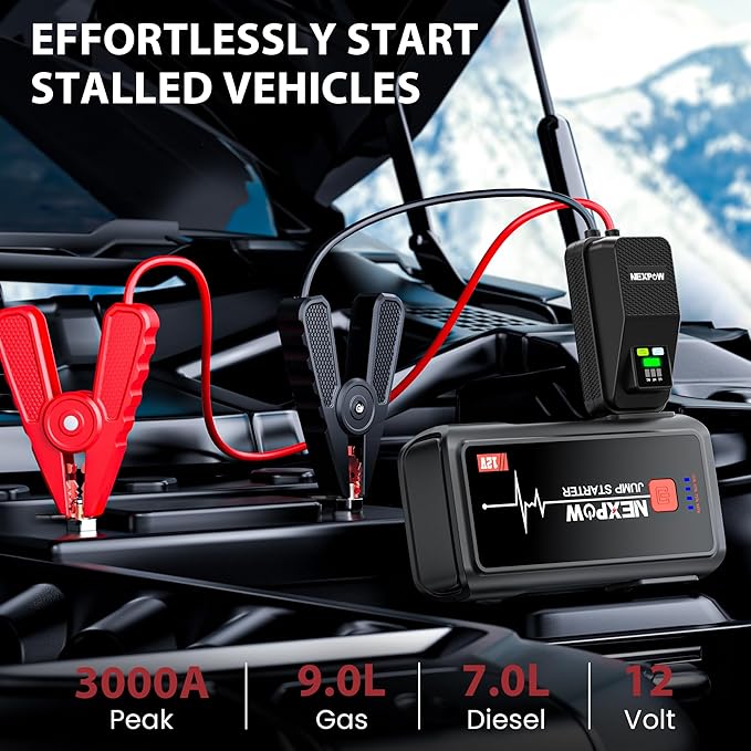 Car Jump Starter 3000A, NEXPOW 12V Battery Jumper Start Pack Kit - Image 2