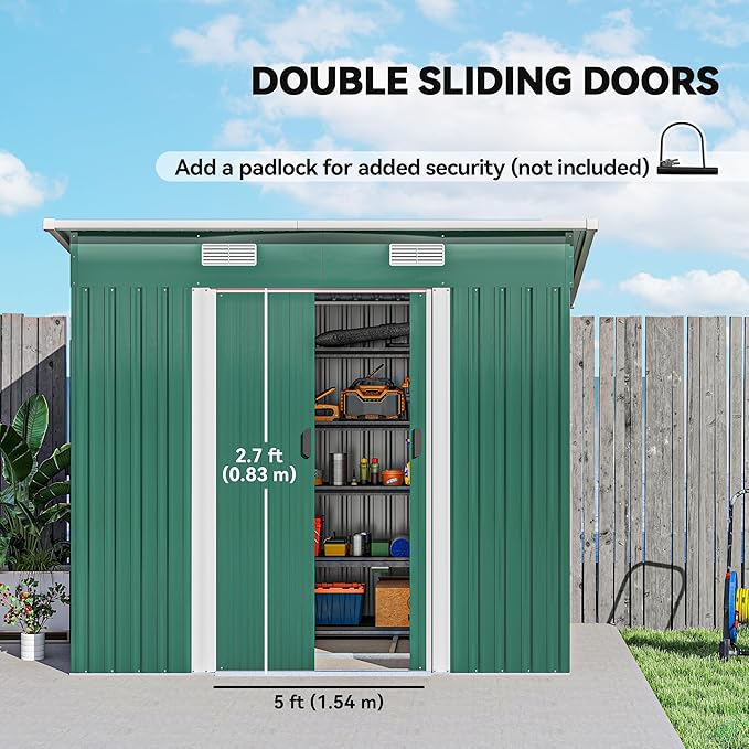 Outsunny 7' x 4' Outdoor Storage Shed, Metal Garden Tool House - Image 4