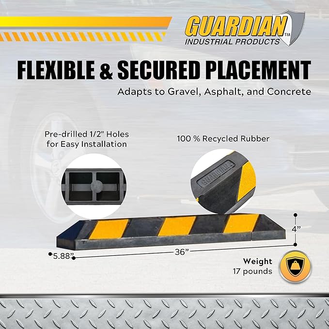 Guardian DH-PB-5 Heavy Duty Rubber Parking Curb - Image 2