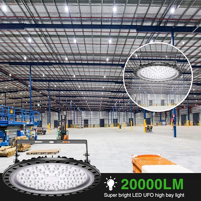 Viugreum 10 Pack 200W UFO LED High Bay Light, 20000LM 6500K Daylight White LED - Image 9