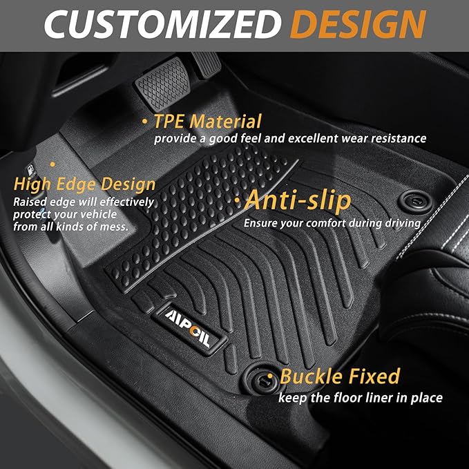 AIPOIL® Floor Mats for 2024-2025 Ford Ranger Supercrew All Weather Protection - Image 3