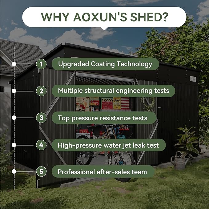 Aoxun 7' x 4' Shed 140 CU.FT Outdoor Waterproof Storage Shed - Image 8