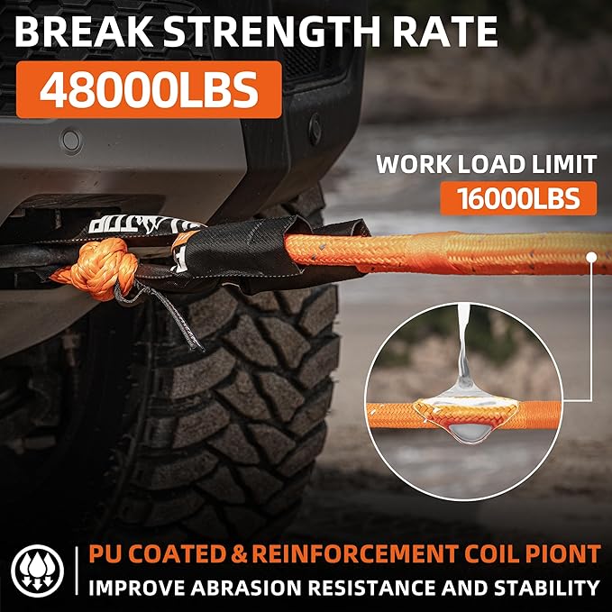 ALL-TOP Kinetic Recovery Rope 48000Lbs, 1in x 30ft, Heavy Duty 30+% Elasticity - Image 3