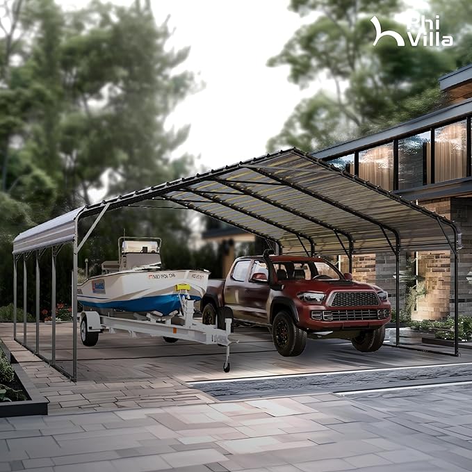 PHI VILLA 2 car Metal Carports 20 x 20 ft Carport - Image 2