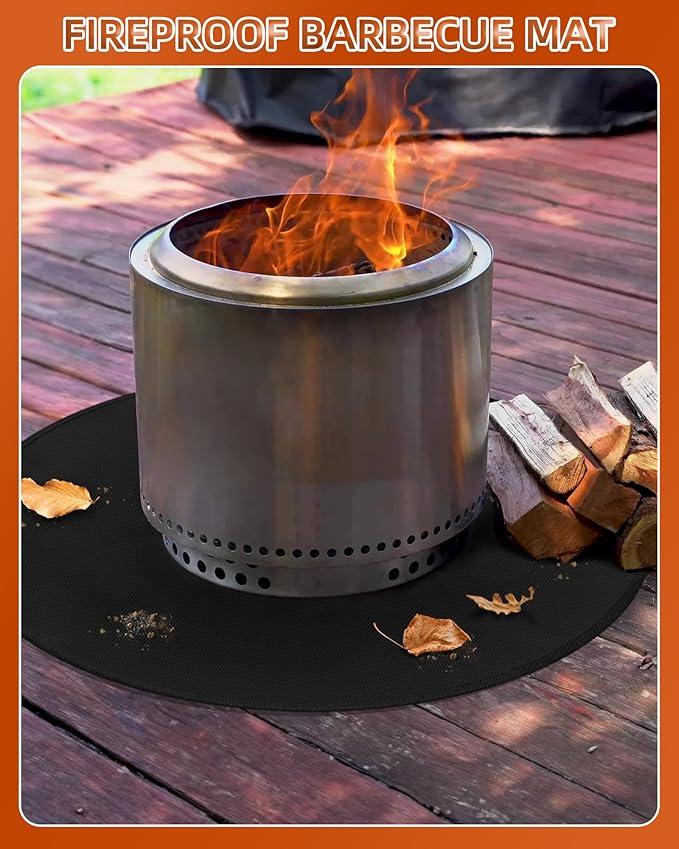 Round BBQ Grill Mat, 60 inches Double-Sided Fireproof Pad Waterproof Deck - Image 3