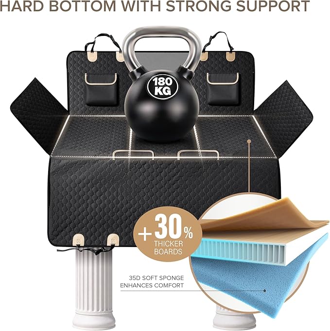 XL Truck Back Seat Extender for Dogs, Hard Bottom Dog Car Seat Cover for Back - Image 3