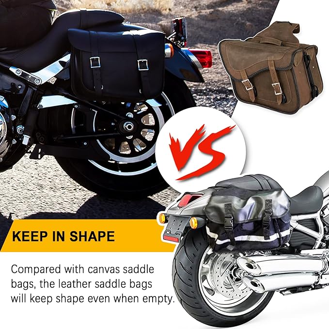 Dream Apparel Naked Cowhide Leather Motorcycle Saddle Bags Throw Over Saddlebags - Image 3