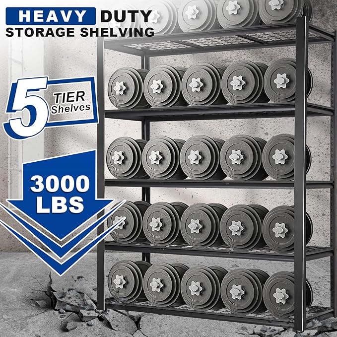 BILT HARD 48" W Garage Shelving 3000 LBS, 5-Tier Industrial Heavy Duty Storage - Image 3