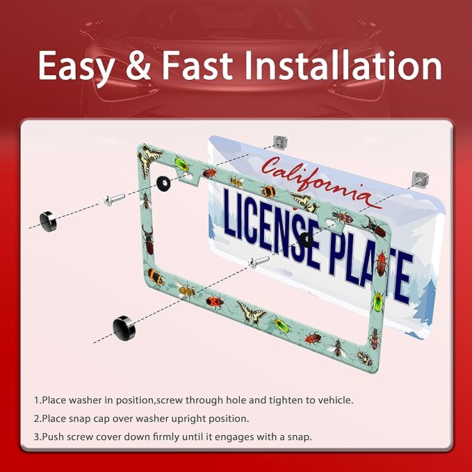 Personalized License Plate Frame Butterfly Moth Beetle Stainless Steel - Image 4