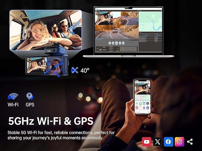 Pelsee P2 Trio 4K Dash Cam Front and Rear Inside WiFi, 64GB Card, - Image 3